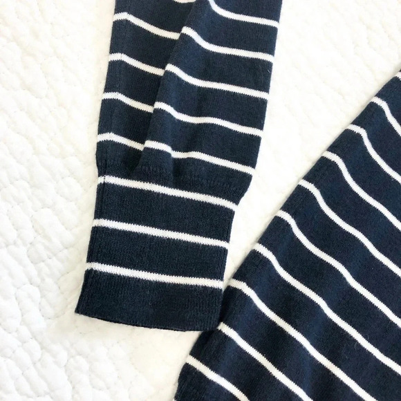 J. Crew Blue Cotton V-Neck Sweater In Stripe - Picture 3 of 5